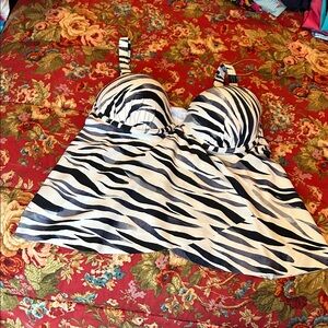 Swimsuits For All Blue and White Striped Tankini
